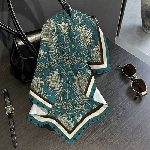 1 de bufanda cuadrada con estampado vintage de plumas de de 35.4/17.7 pulgadas, se puede usar como para la cabeza, cinta para el cabello, para outfits diarios, fiestas en y viajes, accesorio elegante es para y verano