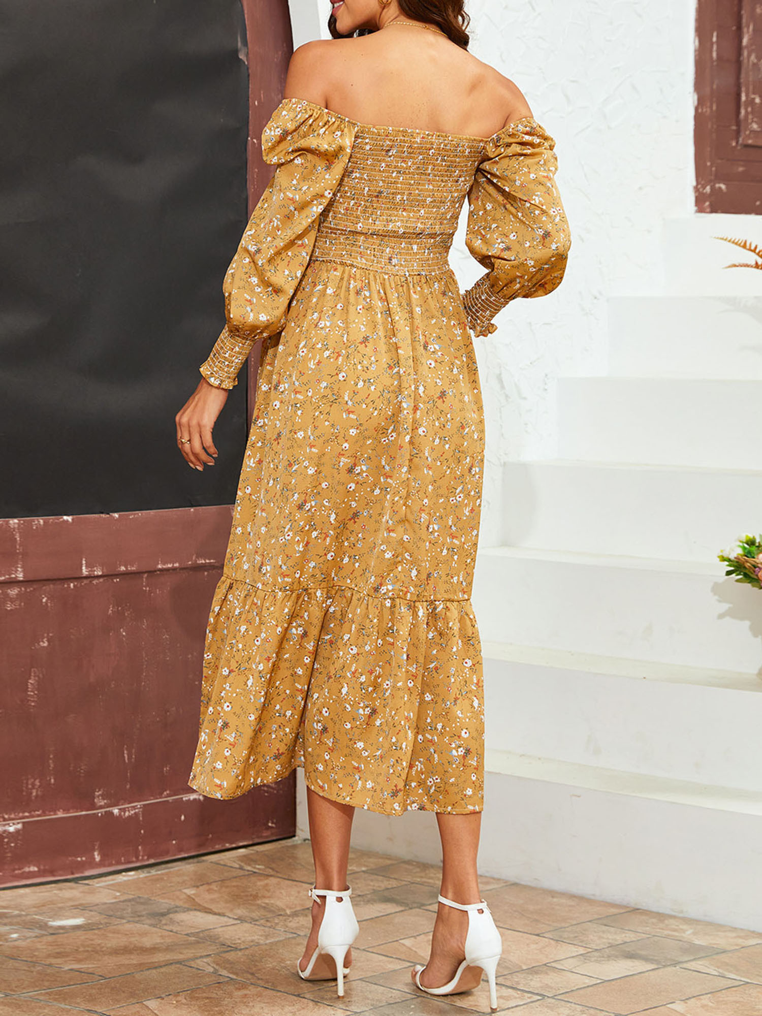 women maternity dress long sleeve shoulder dress floral - Temu