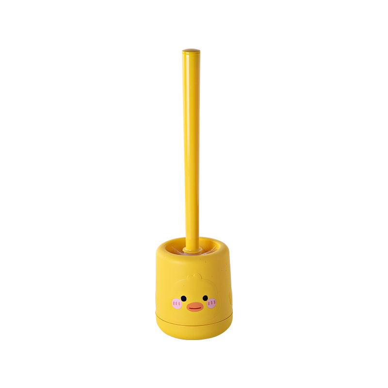 Image of 1pc Yellow Duck Plastic Toilet Brush With Soft Bristles - Adorable Cleaning Brush, Wall-mountable No-scratch Design, Durable Plastic Construction For Hygienic Floors & Surfaces