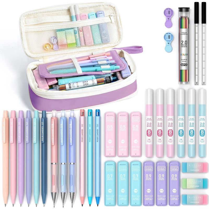 52 PCS Aesthetic School Supplies With Cute Pencil Case, Stationery Essentials With Pens Pencils And Pastel Highlighters Set,College Back To School Supplies For Teen Girls,Pastel Office Supplies-Green