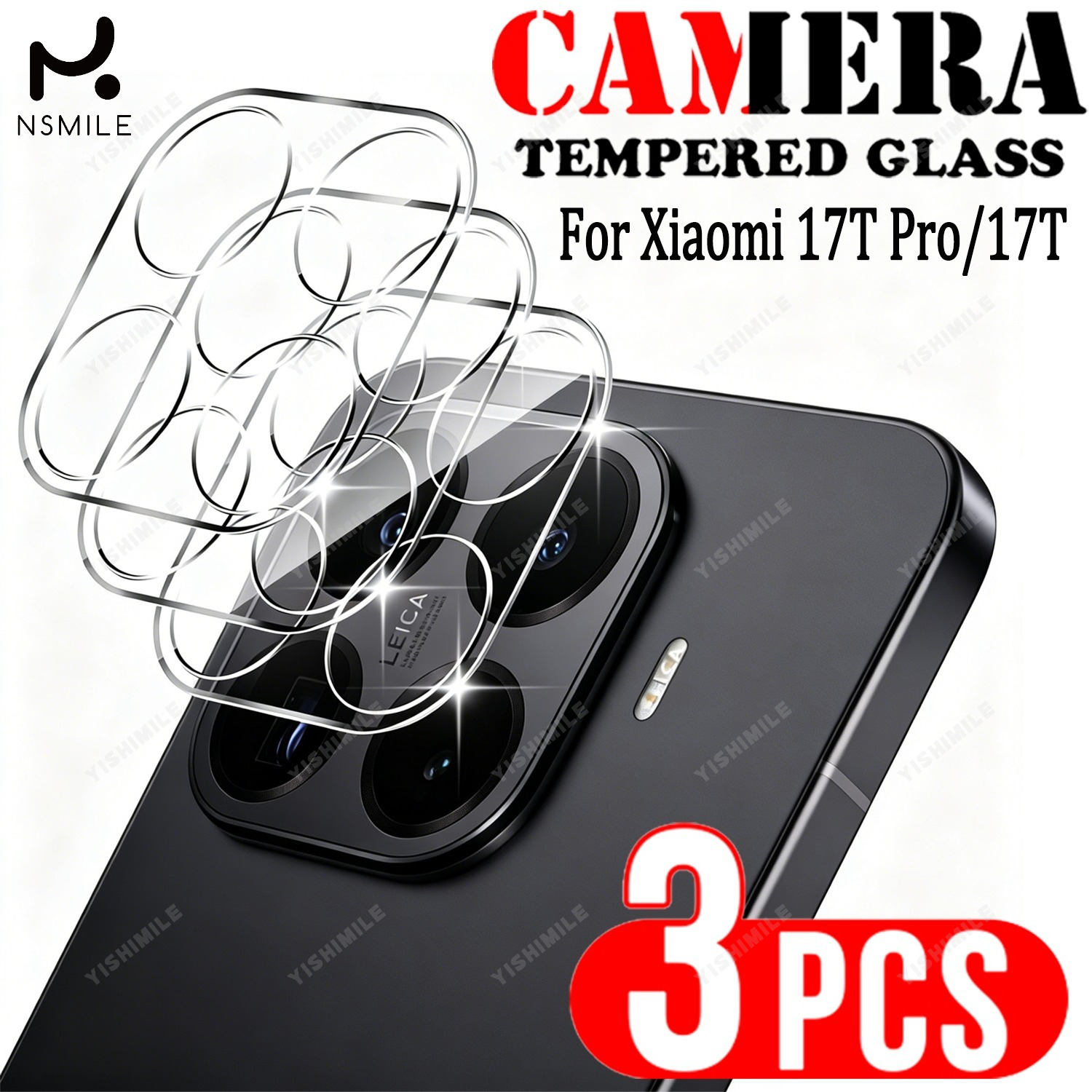 TEMU Protector de lente de 3 piezas para Xiaomi 13T 13T Pro 14T 14T Pro 15T 15T Pro 17T 17T Pro, vidrio de aluminio de resistencia doblemente ,