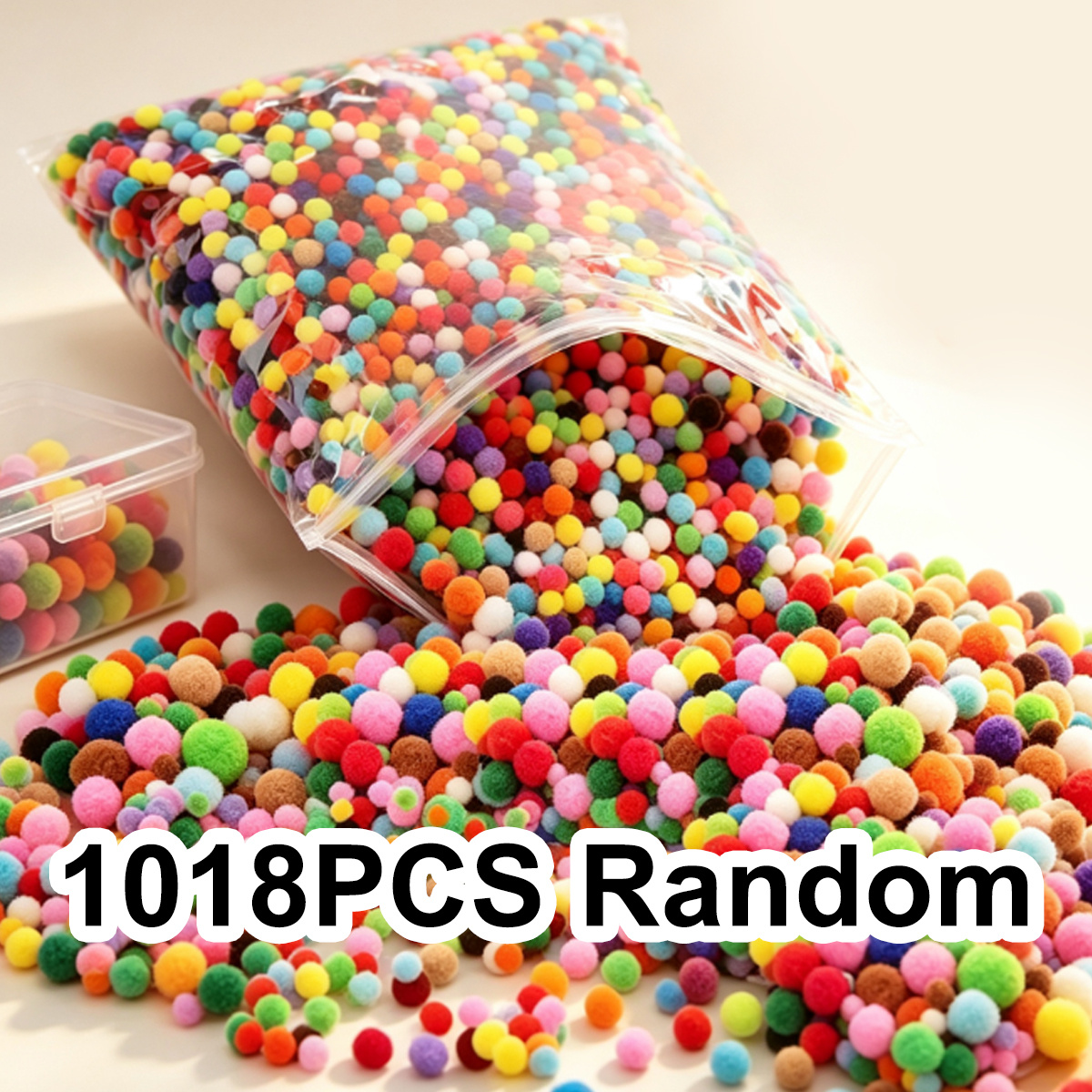 TEMU 518/1018 pz Morbide in Peluche Multicolore da 10mm a Colori Casuali, Pompon Lanuginosi per Artigianato Fai da Te e Esposizione di Creazioni
