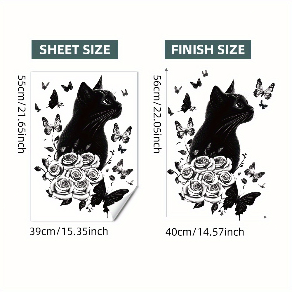 Image of Cute Animal Print Pattern Wall Sticker, Black And And Flowers, Home Decoration For Living Room, Bedroom, Dining Room, Study, And Entryway, Pvc Material Self-adhesive Removable, 1pc/39 X 55cm