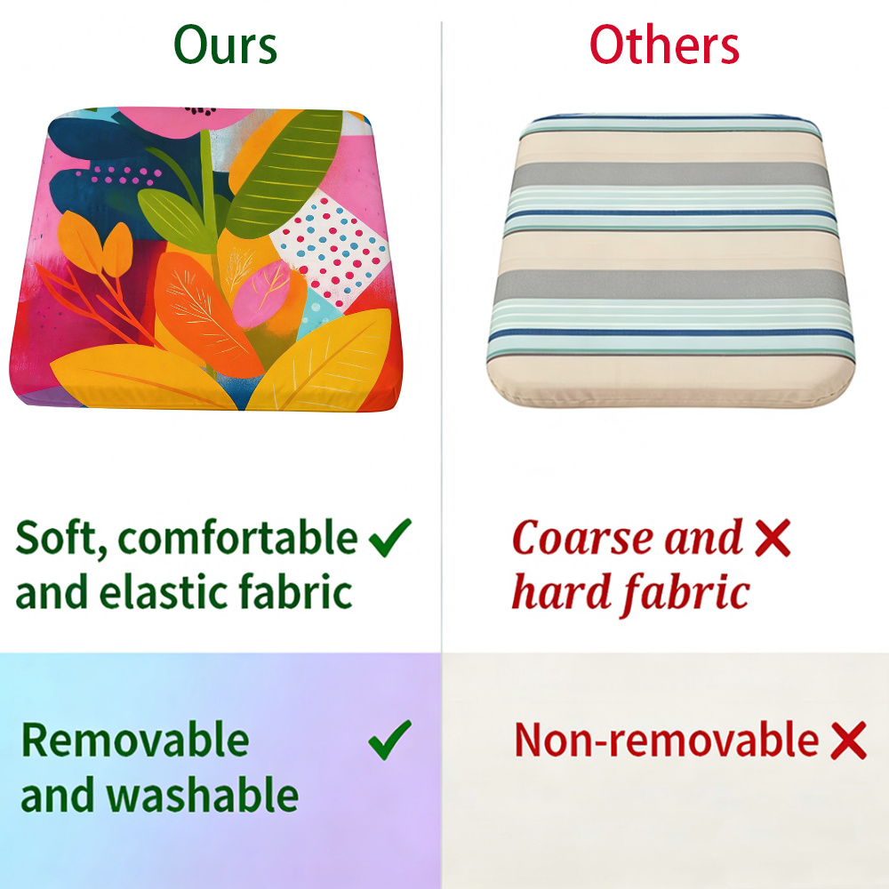 1pc Memphis-Style Flowers Pattern Leisure Seat Cushions, Indoor And Outdoor Seat Cushions, Back Cushions, Size 19.7*17.7*1.57inch, Suitable for Garden Chairs, Office Chairs And Floor Seats. Soft And Comfortable