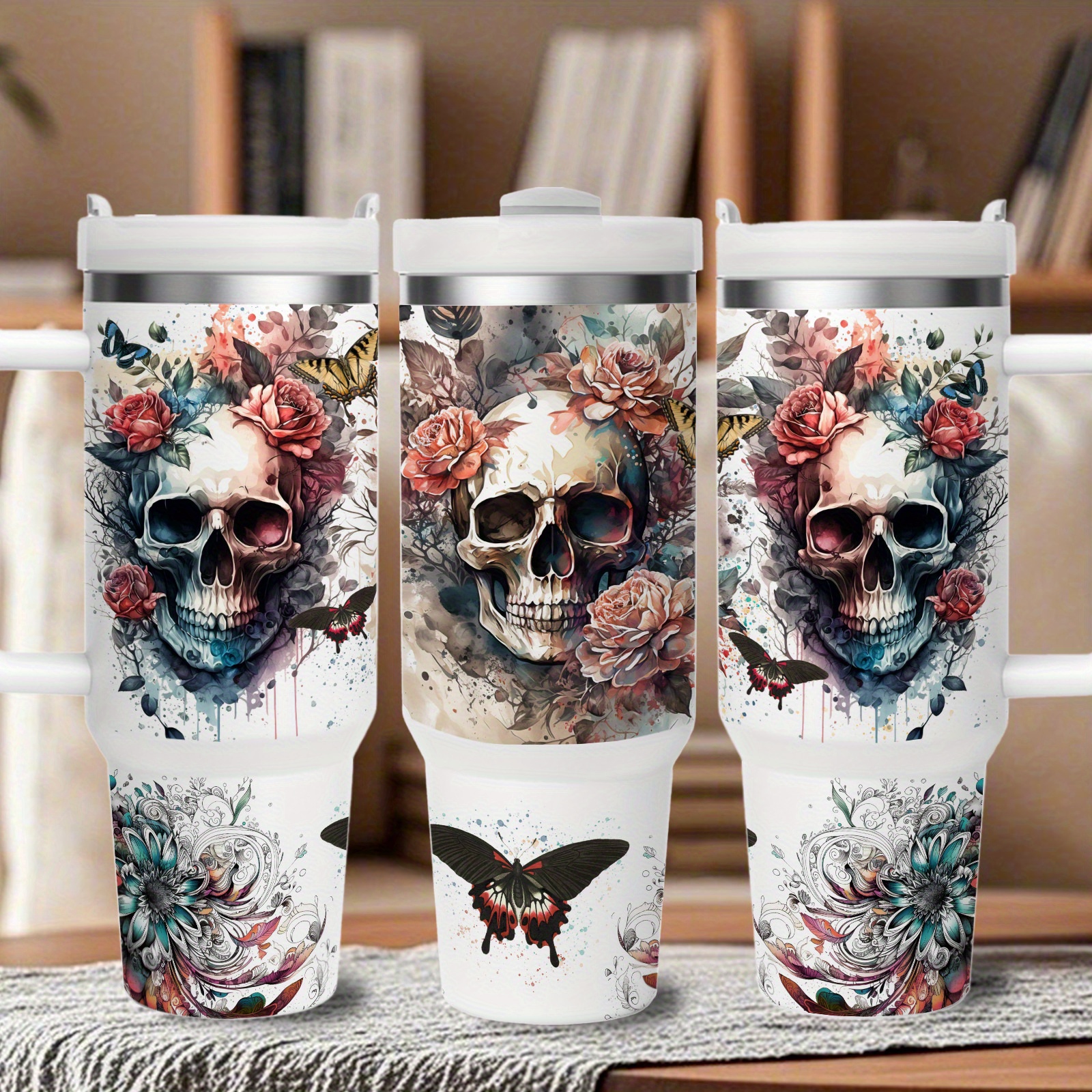 

40oz Gothic & Floral Insulated - 304 Stainless Steel, Drinks Cold For , Warm For 12 Hours, Bpa-free - Perfect Christmas Or Thanksgiving Gift