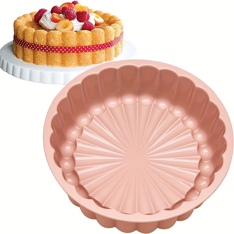 TEMU Reusable Silicone Cake Mold - Round Mold Suitable For Strawberry Shortcakes, Cheesecakes, Brownies, And Pies - 7.68 X 2.4 Inches - Perfect For