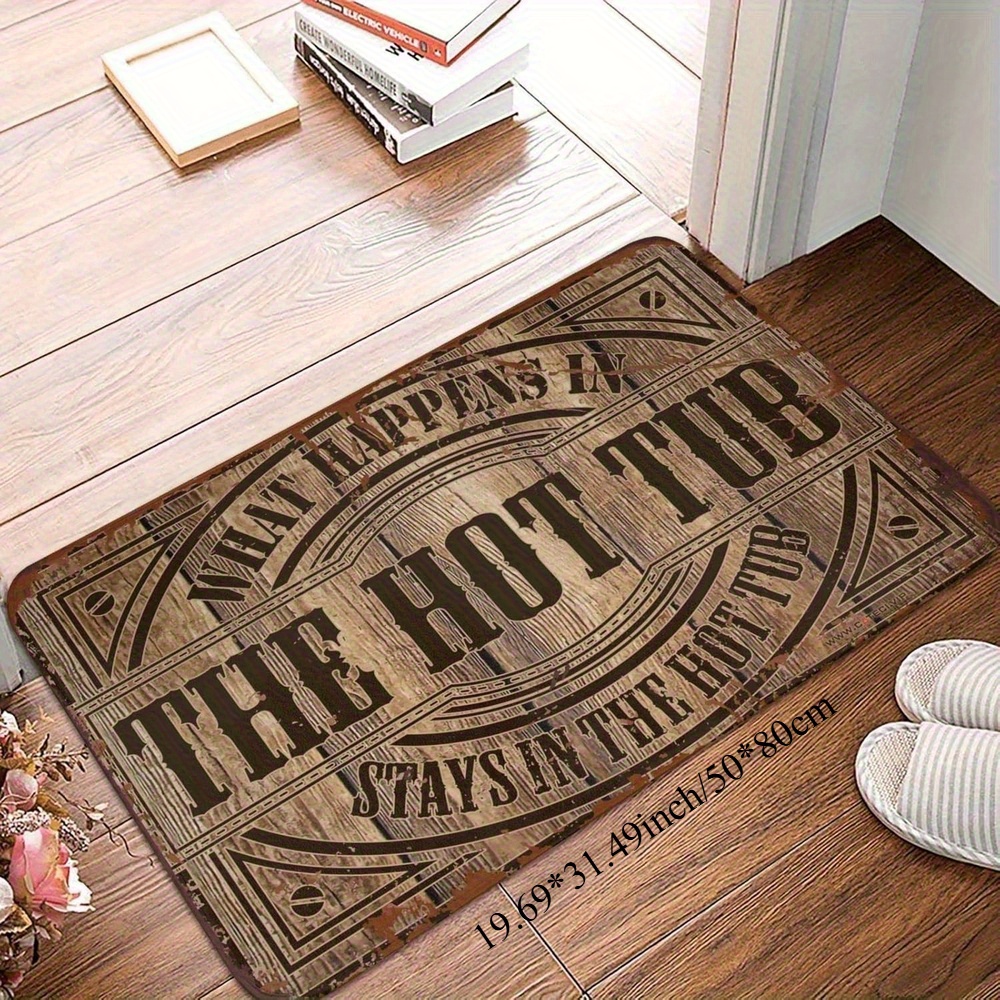 TEMU Hot Tub Mat, Rustic Wood Grain Design With 
