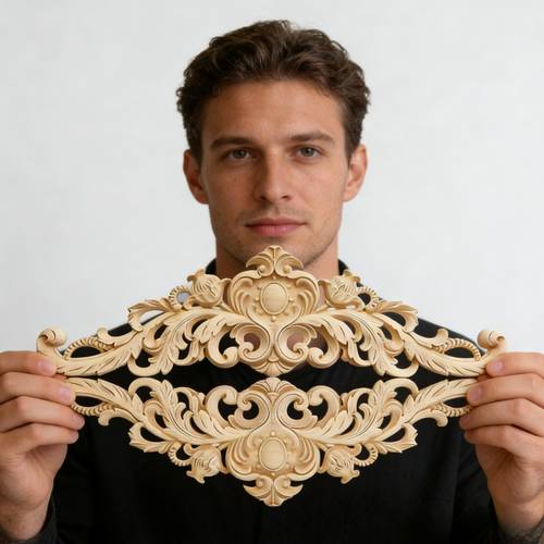 Artikelbild leichte luxus-edelstein-lang-holzschnitz-applikation, 2er-set, 3d dreidimensionaler wanddekor-streifen, tv-hintergrund-wandbordüre, wanddekoration im nordischen stil für - schlafzimmer