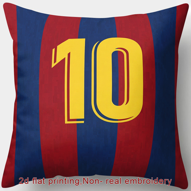 TEMU 1pc, 2d Flat Printing, Zipper Throw Pillow Cover, Suitable For Football Theme, Jersey, Number, Stripes, Sports. Non-real Embroidery, For Living