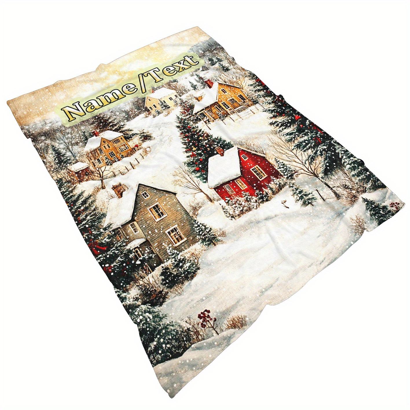 customizable 1pc winter scene fleece blanket cozy flannel throw for sofa bed travel living room office couch chair and bed digital printing polyester fabric soft and warm perfect gift for   details 0