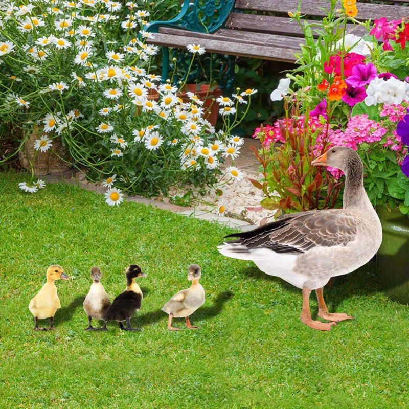 

5pcs Duck Acrylic Garden Stakes - Rustic Outdoor Yard Art Decor, No Battery Needed, Christmas & All