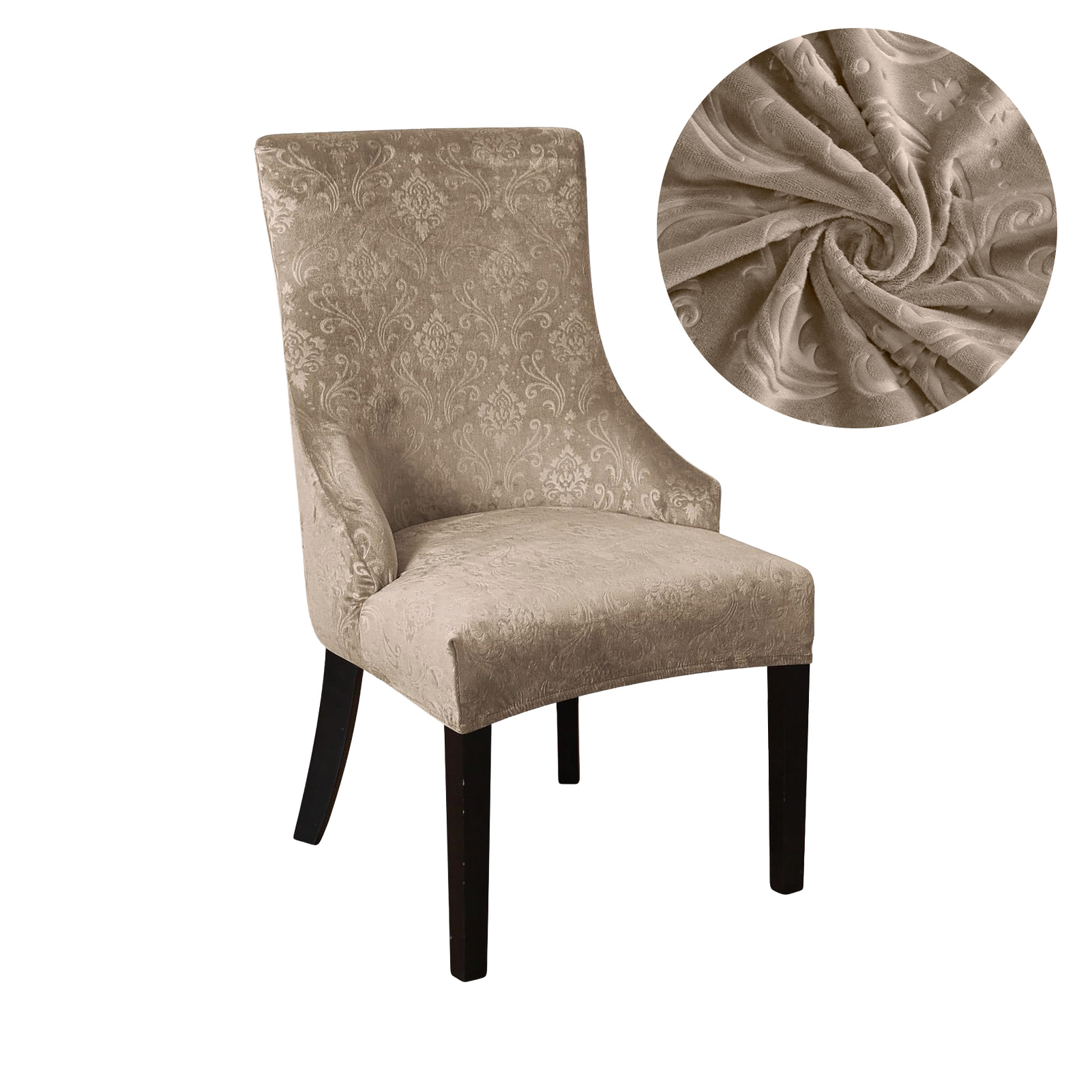 TEMU 1pc Leorate Luxury Velvet Dining Chair Cover Compatible For Chairs - High-elastic Fit, Ultrasound-embossed Modern Lid, Machine-washable For Home
