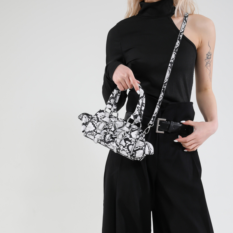 Damentasche Schlangenleder Tasche Schwarz Schlangenleder