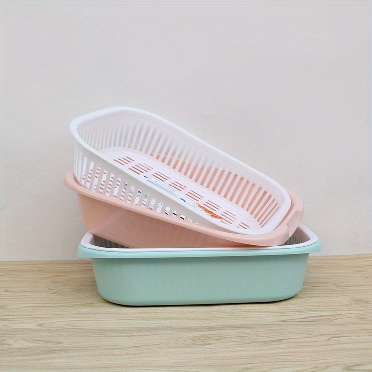 thickened   inches household fruit drain basket vegetable basket two piece set of multi functional vegetable drain basin shelf baskets Product details 6