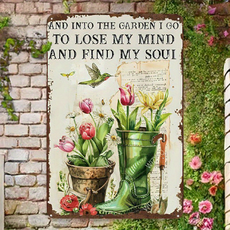 TEMU Metal Flower Sign Metal Sign For Home Office Kitchen Bar Cafe Garden Wall Decor 8x12 Inch Room Decor Decorative Sign & Plaque For Spring