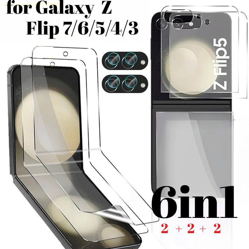 TEMU 6in1, 2pcs High-definition Hydrogel Screen Protectors And 2pcs Tempered Glass Small Screen Protectors, 2pcs Phone Lens Protectors, Suitable For