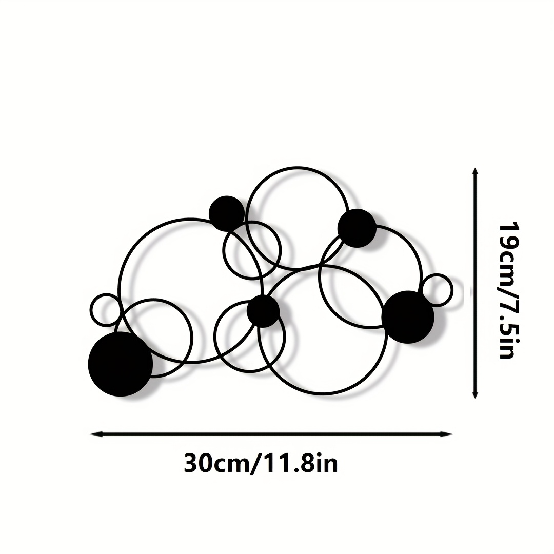 TEMU 1pc Geometric Metal Wall Art - Round Pattern, Black And White, Modern Home Decor, Suitable For Bedroom, Living Room, Indoor Use, Wall Hanging |
