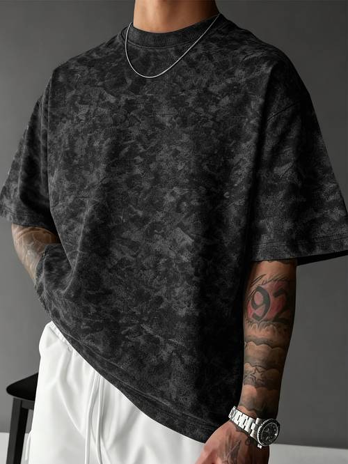 printed design not textured mens vintage distressed short sleeve t shirt trendy casual loose base layer style summer top