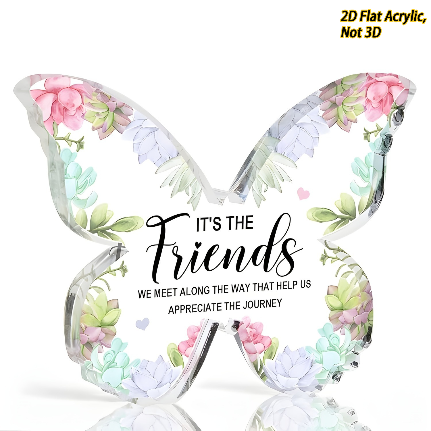 TEMU 2d Flat, 1pc Women's Heart Acrylic Paperweight With & Inspirational Quote Desk Accessory - Wing Keepsake For Best Friend Birthday Gift, / Home