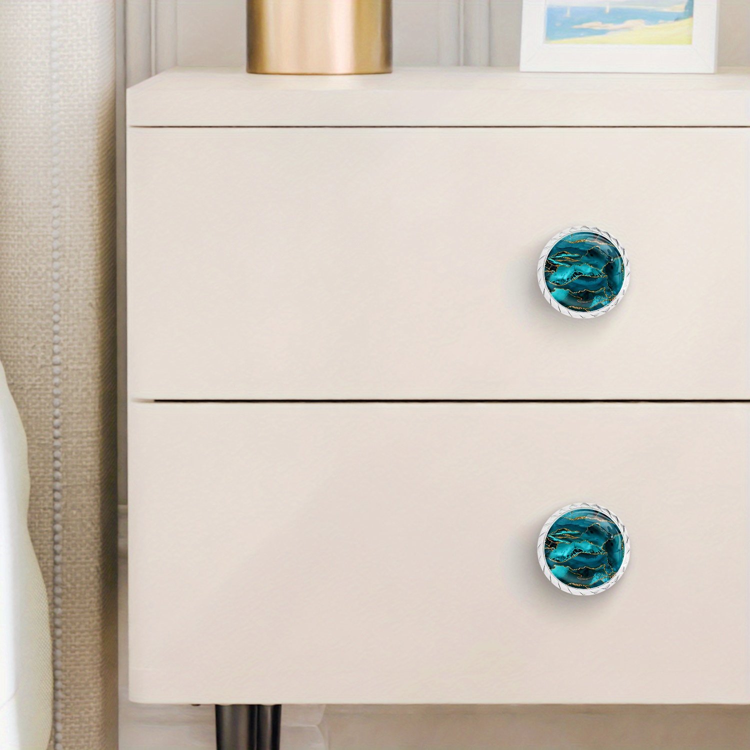 6pcs teal golden glitter agate crystal cabinet knobs - Temu Ireland