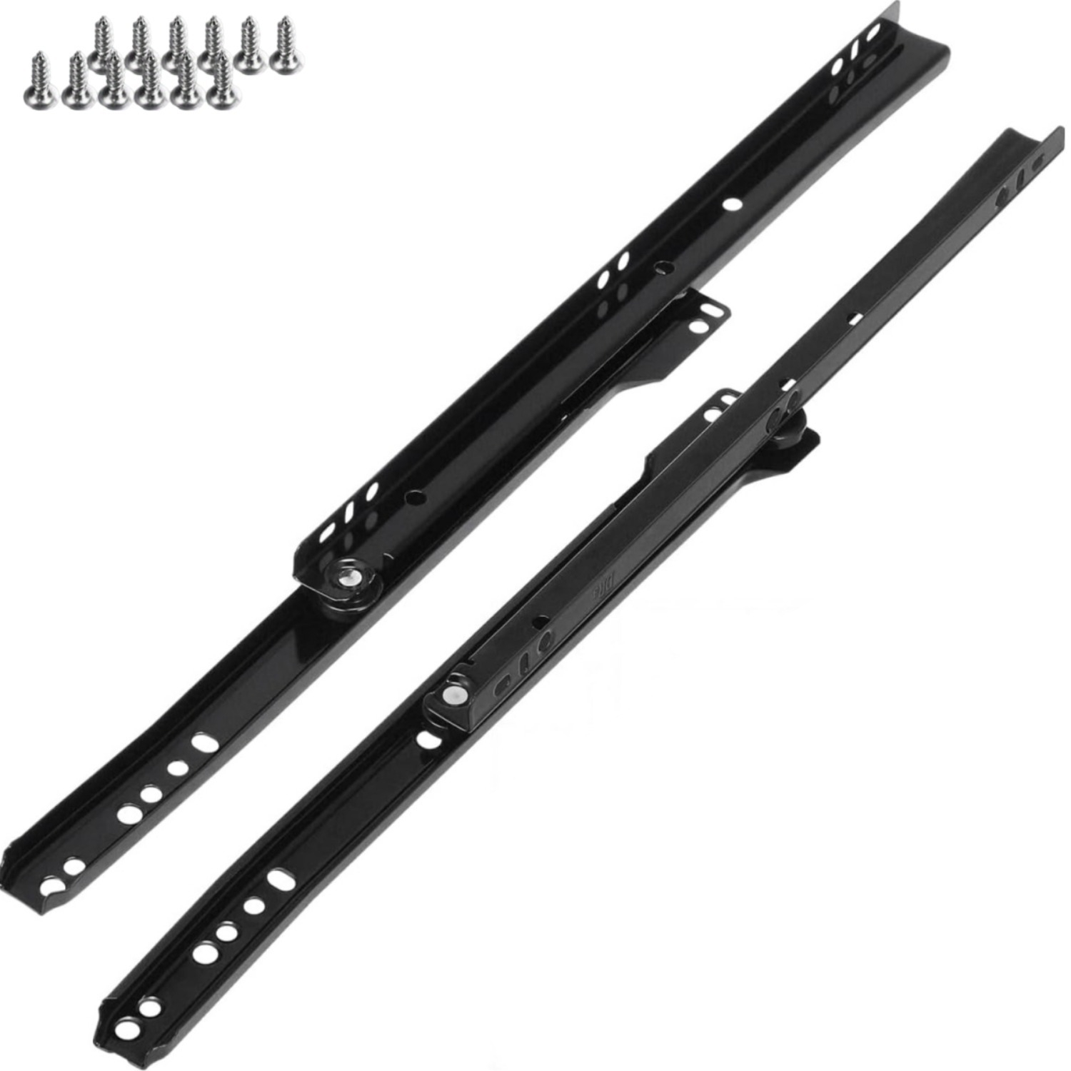 TEMU 1 Pair (4pcs) 14 Inch Bottom Mount Drawer Slides, Black Galvanized Steel Heavy Duty Drawer Rails, Full Extension Furniture Cabinet Drawer