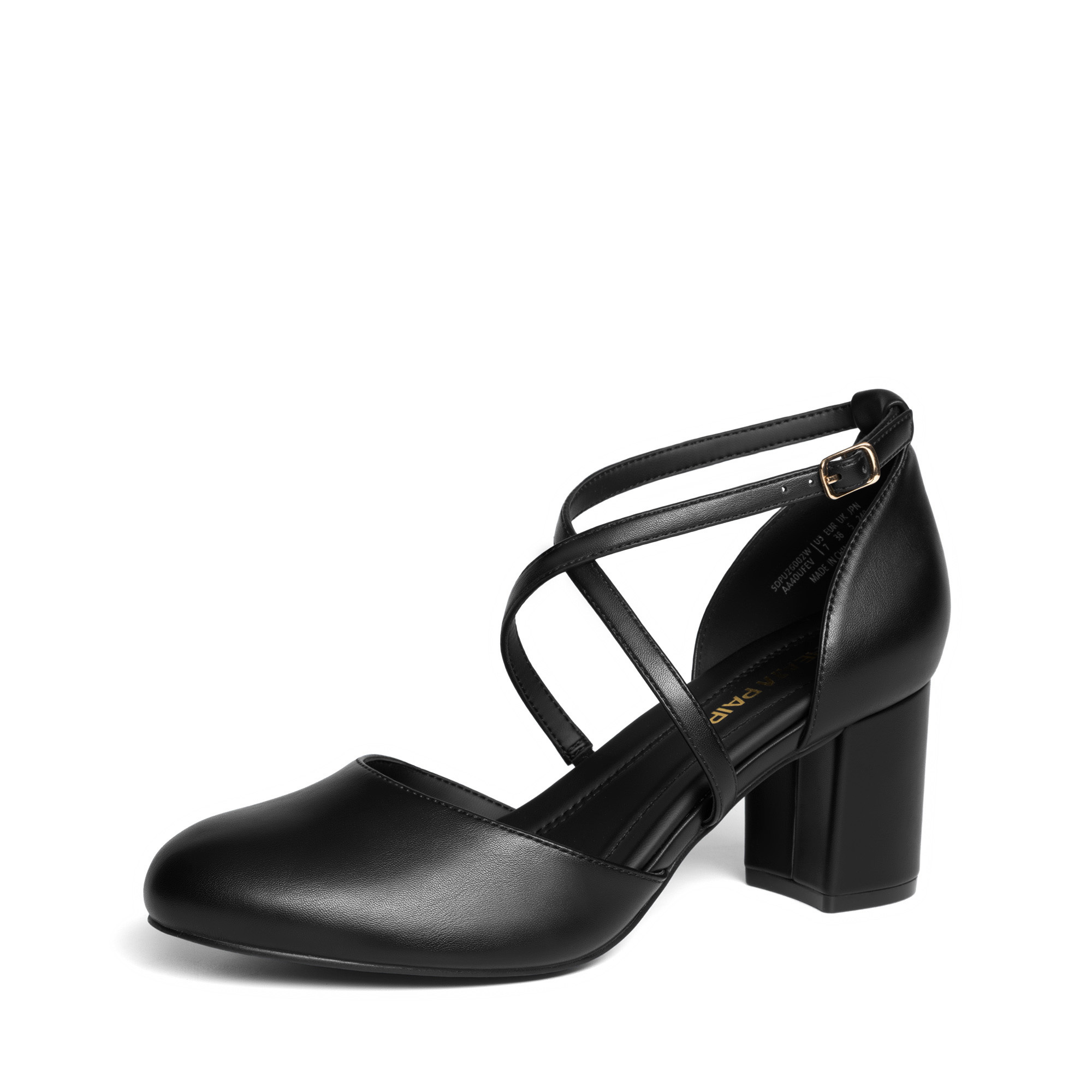 Image of Dream Pairs Women's Elegant Block Heel Dressy Evening Shoes - Almond Toe Mules With Crossover Strap & Closure, Chunky Heels Suitable For Weddings, Parties, Office, Formal Events, Women Shoes