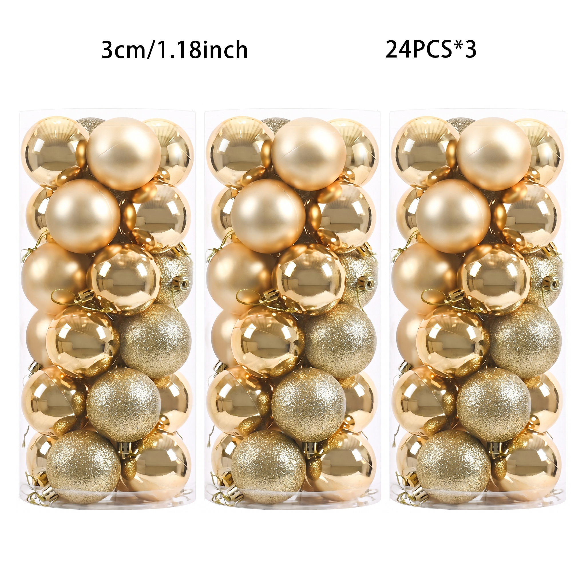 TEMU 72pcs, Ballon Unique 3Cm Pack de 3 Tubes Total 72pcs, Pack 3-Artisanat Brillant et Mate, Billes Décoratives Suspendues en Plastique