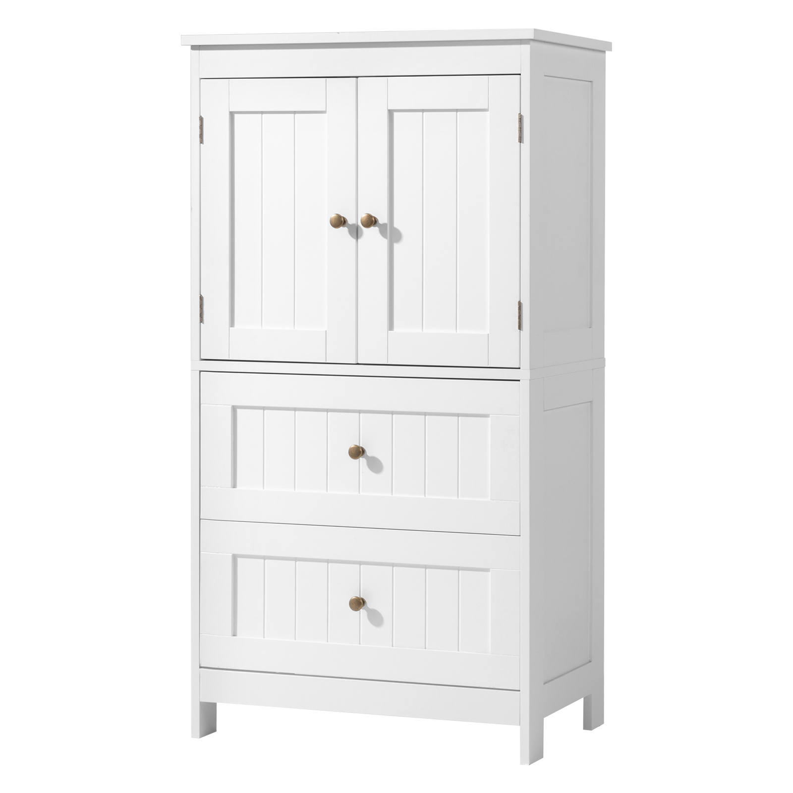Image of Modern Tall Narrow Storage Cabinet Suitable For Bathroom & Living Room - Wood Floor Organizer With Adjustable Shelves, Space- Vertical, Heavy-duty Multi-room Shelving Unit (43.31” H .62” W)