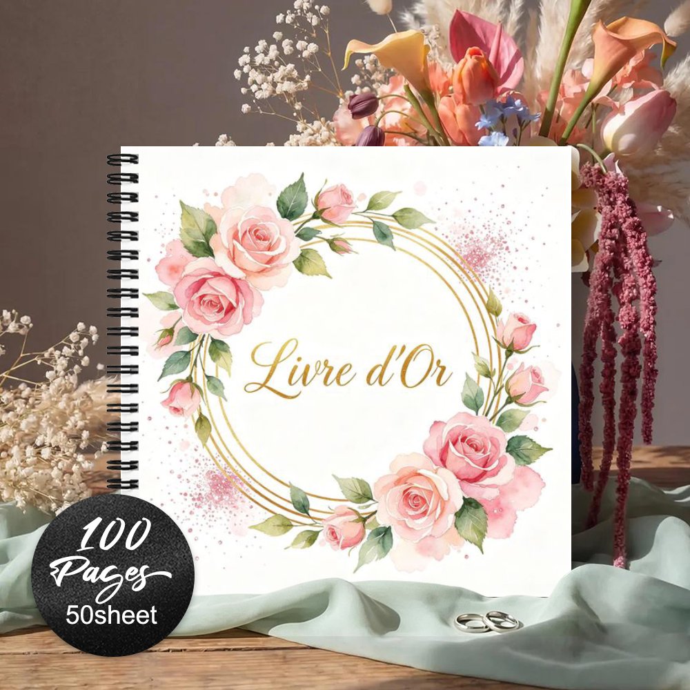 TEMU 1 'or français, 'or pour souvenirs et vœux de , Journal de souvenirs, aquarelle, Couronne dorée florale, décoratif en livre, Parfait pour que