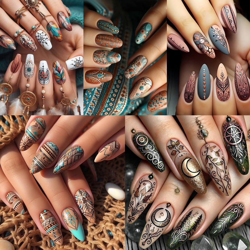 TEMU This Set Includes 120pcs In 5 Packs, Designed With Vibrant Patterns Suitable For Daily Use, Celebrations, And . It Includes Jelly Glue And A Nail File