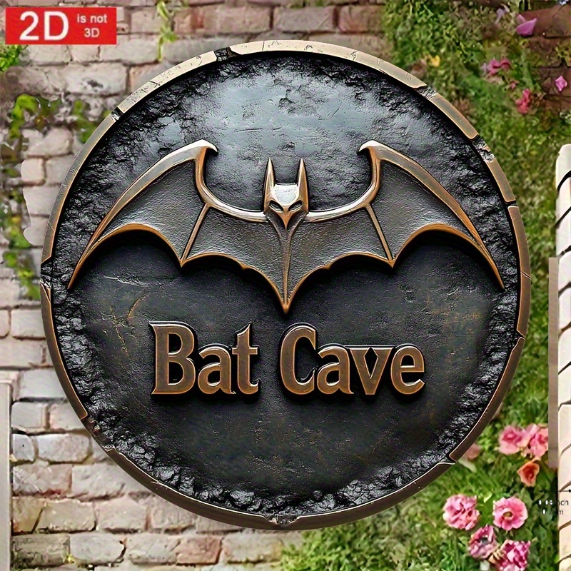 TEMU 2d Flat, 1pc 2d Printed Bat Cave Themed Wooden Wall Decor - Vintage Wood Art Decoration, Suitable For Home, Game Room, Garage Hanging Picture -