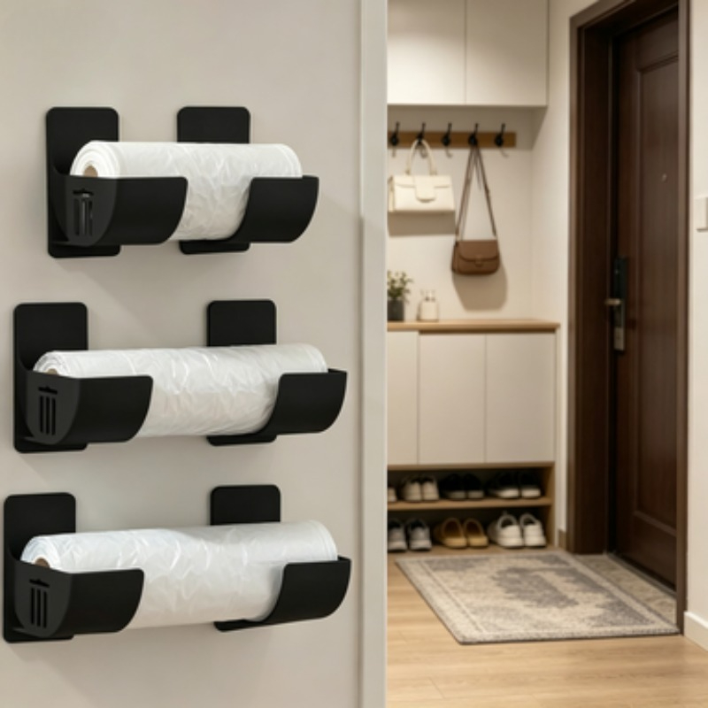 2pcs No-Drill Trash Bag Holder, Multi-Functional Kitchen Organizer