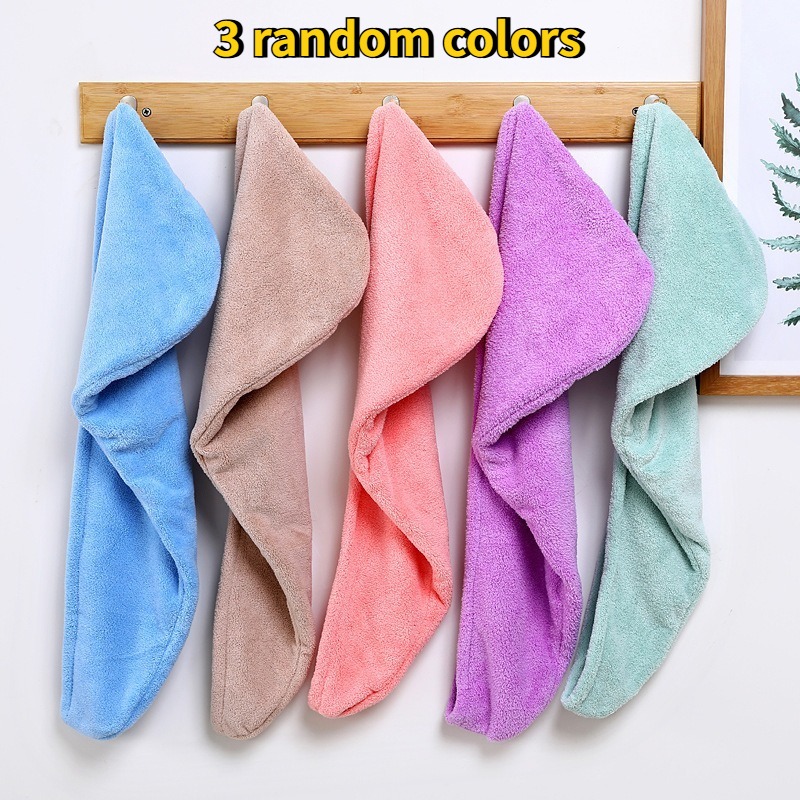 TEMU Bonnets de douche pour femme, 3 couleurs aléatoires, bonnet de séchage pour cheveux, , épais et super absorbant, pochette à séchage rapide,