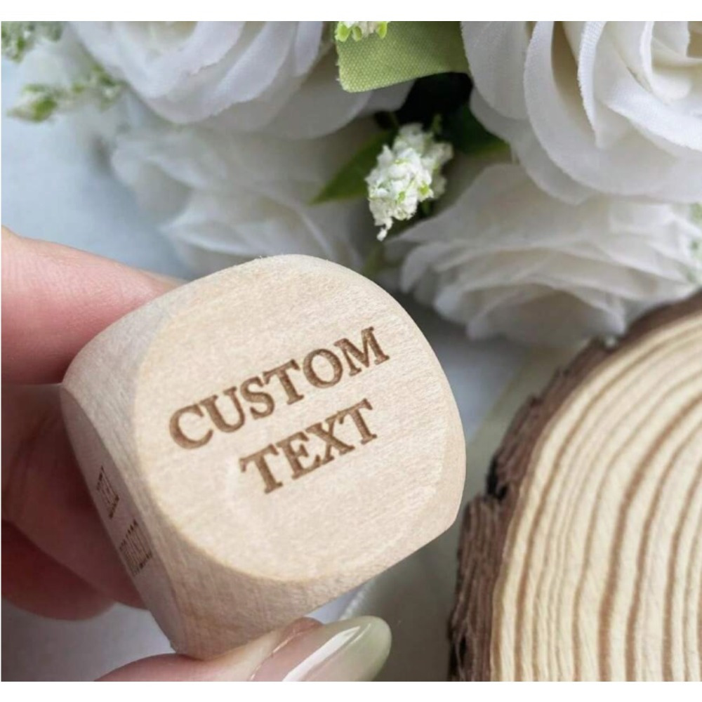 TEMU Customized Wooden Decision Dice, Diy Laser-engraved Creative Game Dice With Customizable 6-sided Text. Tabletop Role-playing Games, Party Games,