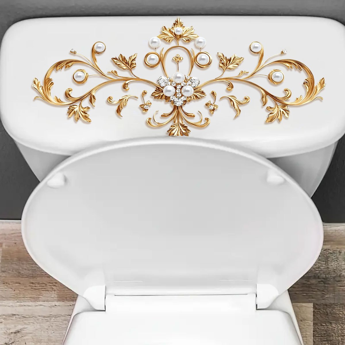 Image of Golden Pattern Diamond Bathroom Toilet Wall Decoration Sticker For Beautifying Pvc Self-adhesive Peel-and-stick Sticker