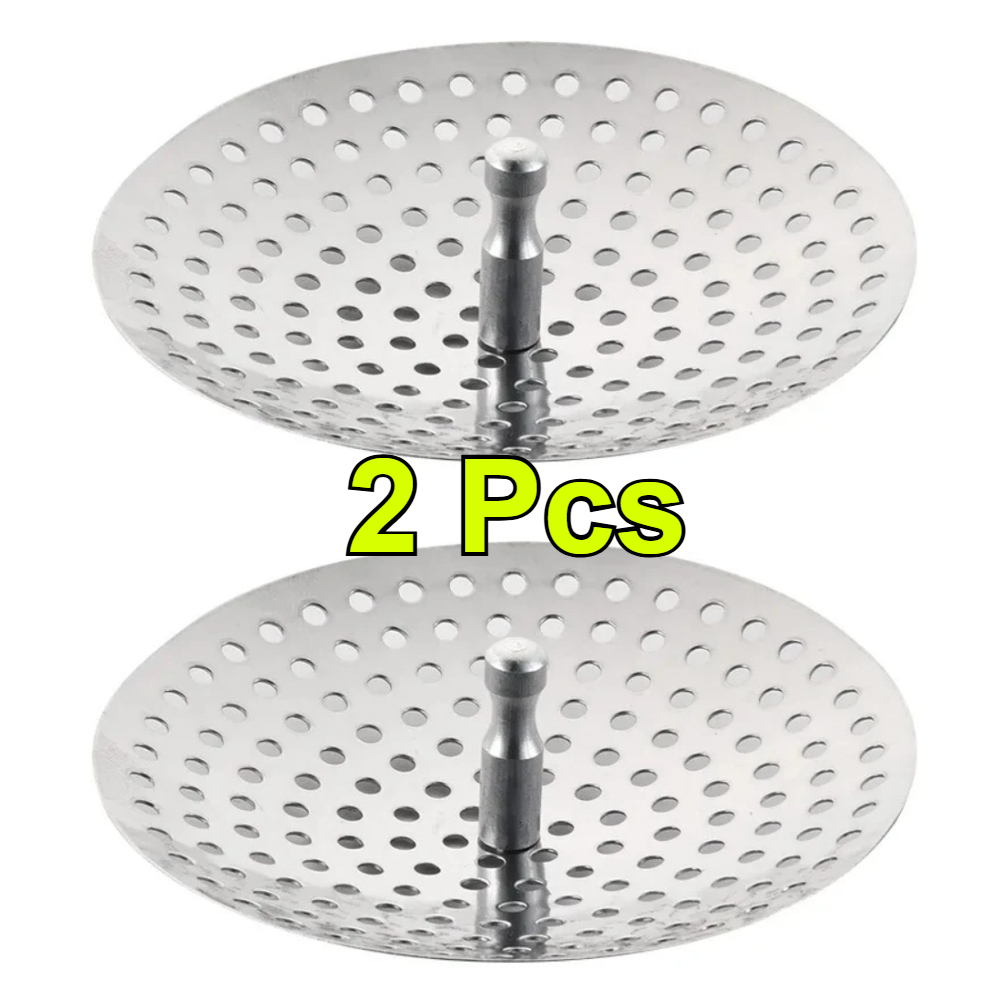 Image of 2pcs Stainless Steel Drain Filter, Sink Strainer & Bathtub Hair , Replacement Waste Hole Trap For Kitchen & Bathroom Sink Protection,bathroom Organizers And Storage