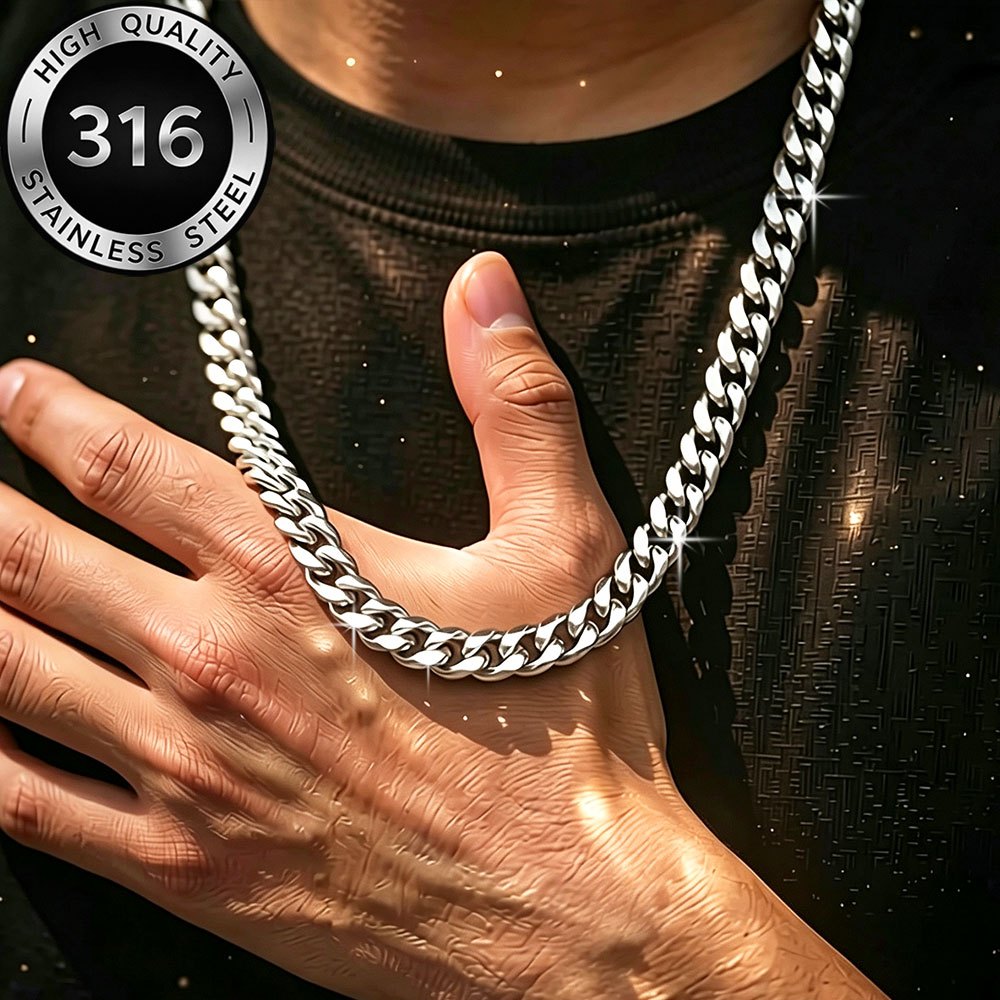Unisex Punk Stainless Steel Cuban Chain Necklace