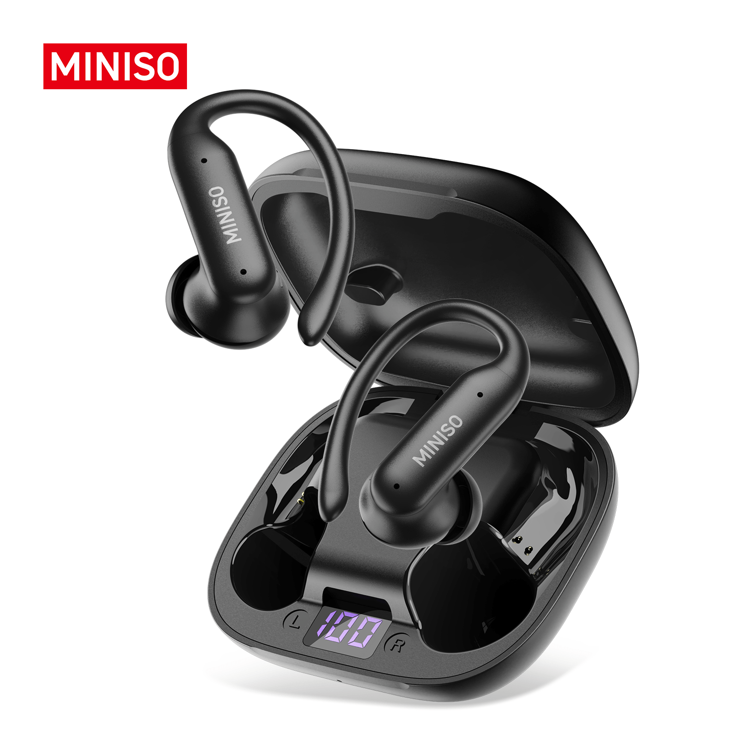 Image of Miniso Ms126 Wireless Bluetooth 6.0 Earphones With Smart Screen - Driver, 360° Audio, Long-lasting , Semi-in-ear , Game Low Latency Mode, Hd Call, Anti-loss Find Function, Portable For Commuting