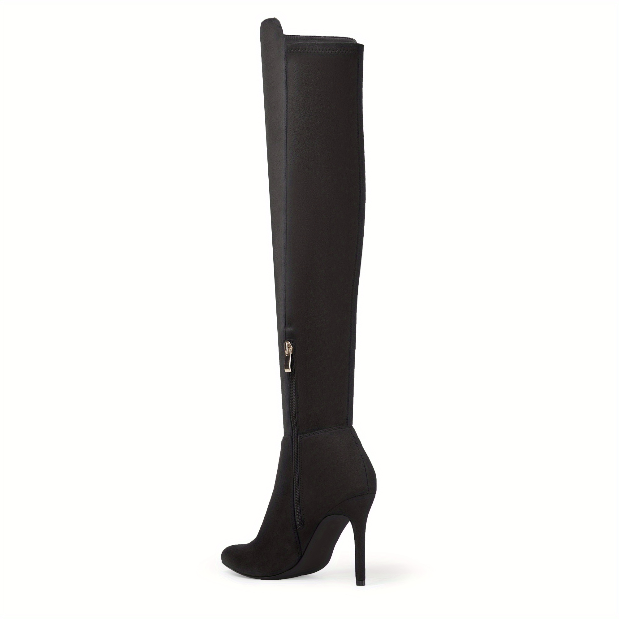 Black Pointed Toe Stiletto Suede Boots – Onlymaker