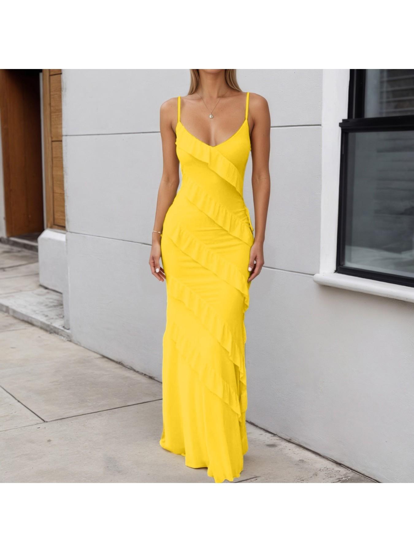 green emerald velvet dress Mustard Yellow Halter Dress – Flattering Fit main image 0