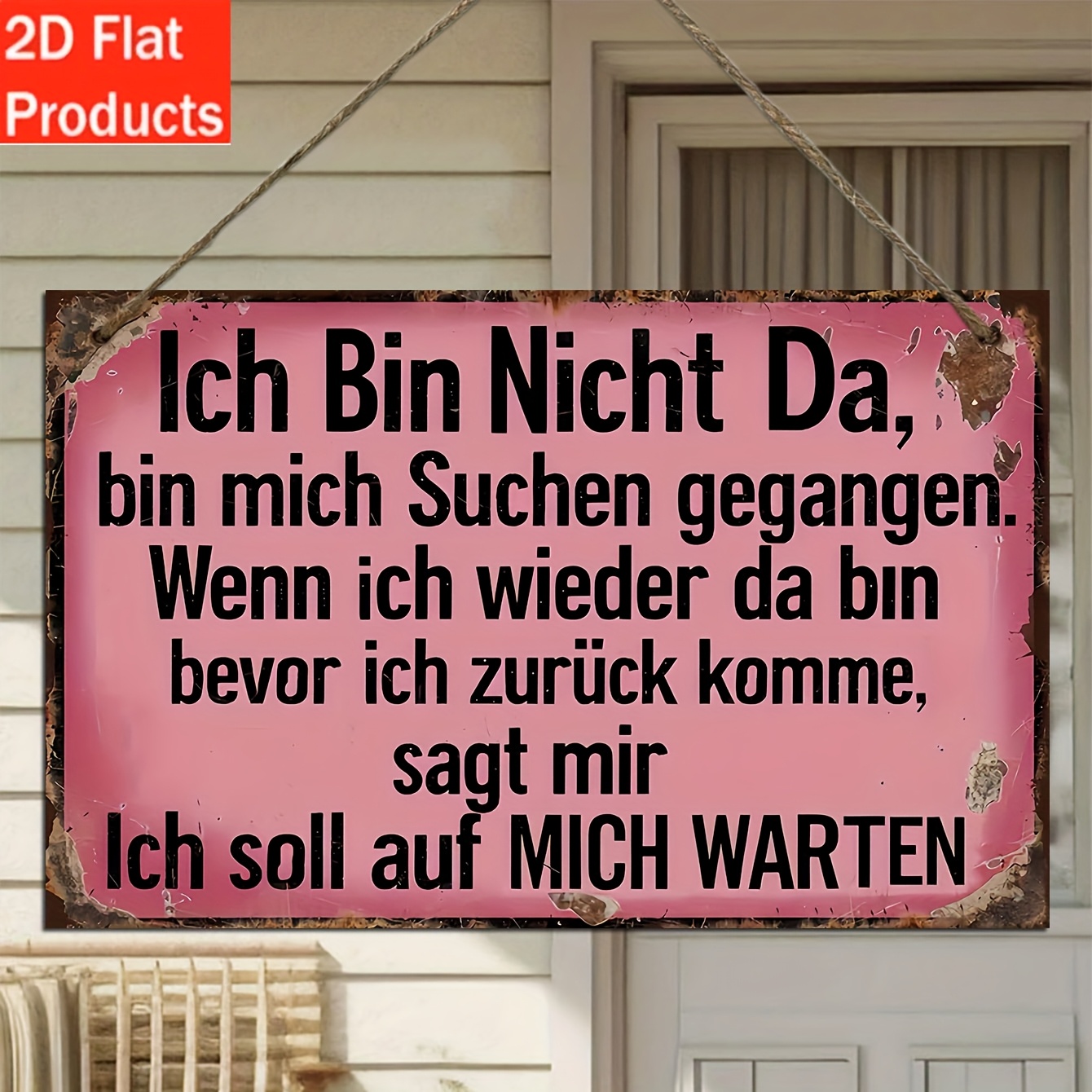 Image of 2d Flat, 1pc Putuo Retro German Wall Art " , I'm " - Wood Sign Suitable For, Office, Cafe Decor, Minimalist German Quote Decoration, Men' Gift, Rustic Farmhouse Style, Mounting Design, 2d Flat