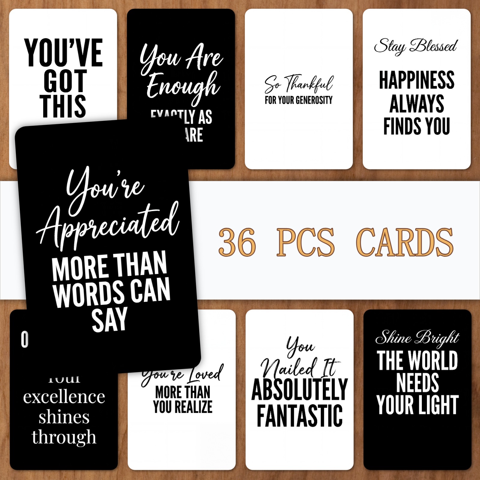TEMU Kit com 36 Cartões de Autoafirmação para Diário, Livretos de Afirmações com Frases Motivacionais Clássicas em Inglês, Material de Papel Durável
