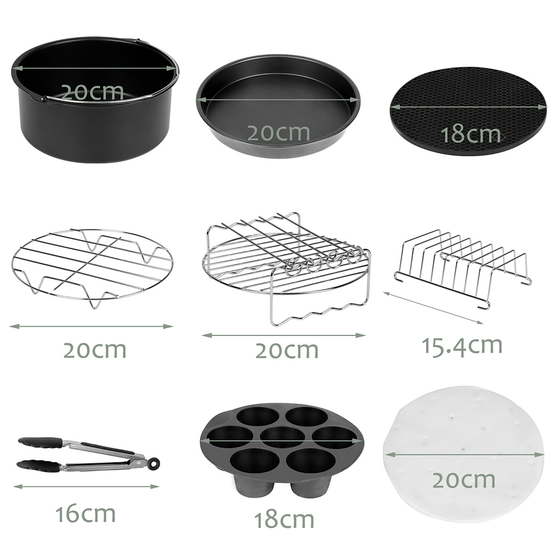Image of 12pcs Cooker Accessory Kit, Fits 4.0qt-8qt Models, With 20cm Cake Pan, Grill Rack, Silicone Mat And Tongs 7/8 Inch