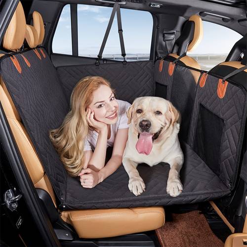 Dog Back Seat Extender, Hard Dog Back Seat Cover, Waterproof Non-Slip Dog Car Seat & Foldable Washable Car Seat Protector, Dog Hammock for Car, Fits Most Cars, SUVs, Trucks