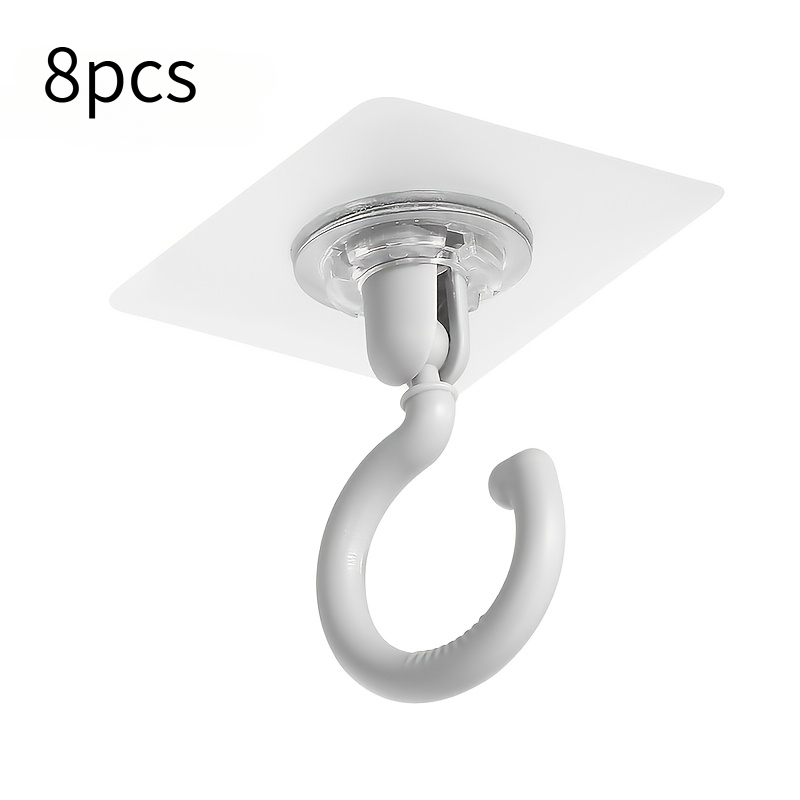 TEMU 8pcs 360° Rotating Ceiling Hooks | Self-adhesive, No Drill, | For Hanging Lamps, Plants, Lanterns, Wind Chimes, Clothes, Curtains, Utility Hooks