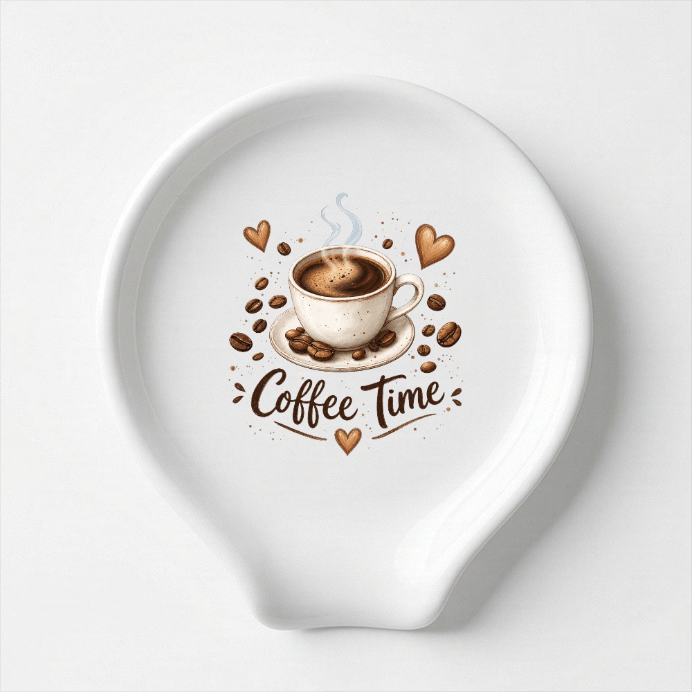TEMU Coffee Cup Ceramic Spoon Rest, Coffee Beans , Rustic Kitchen Spoon Holder, Heat-resistant Countertop Utensil Rest, Coffee Bar Decor Gift For