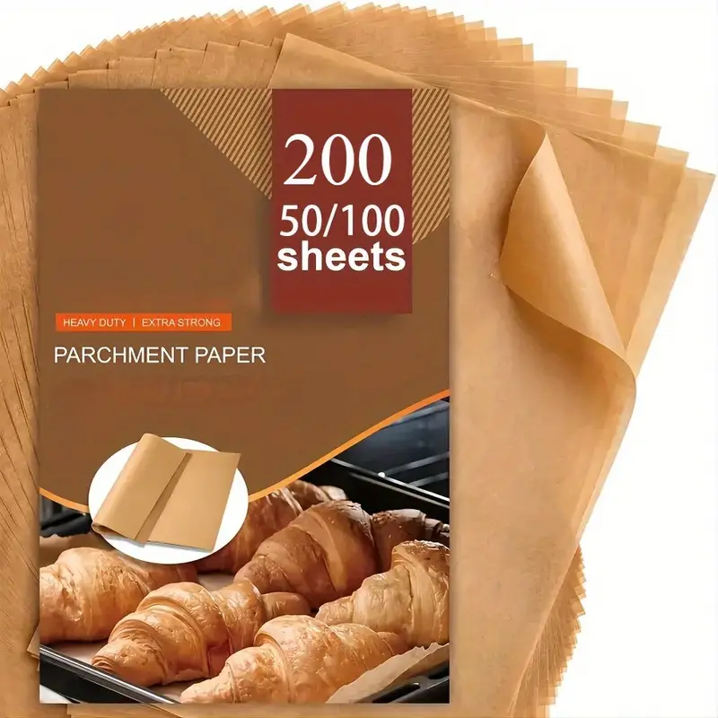 200 100 50 sheets parchment paper baking sheets pre cut non stick unbleached heavy duty baking paper 8 x6 20x15cm fits half sheet pans for baking air fryer grilling steaming oven cooking kitchen essentials product Product details 1