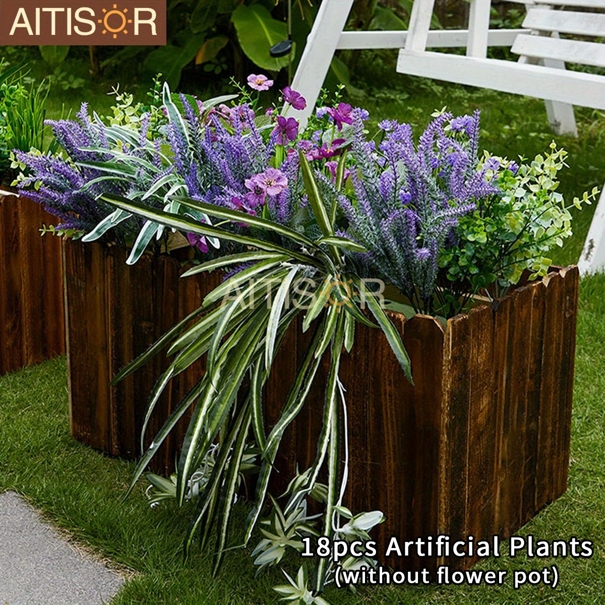 18 Bndel Knstliche Pflanzen & Falsche Blumen Dekorationsset fr den  Auenbereich, Gartenverschnerungen, Terrassendisplays, Frhling Sommer  Hausdekoration