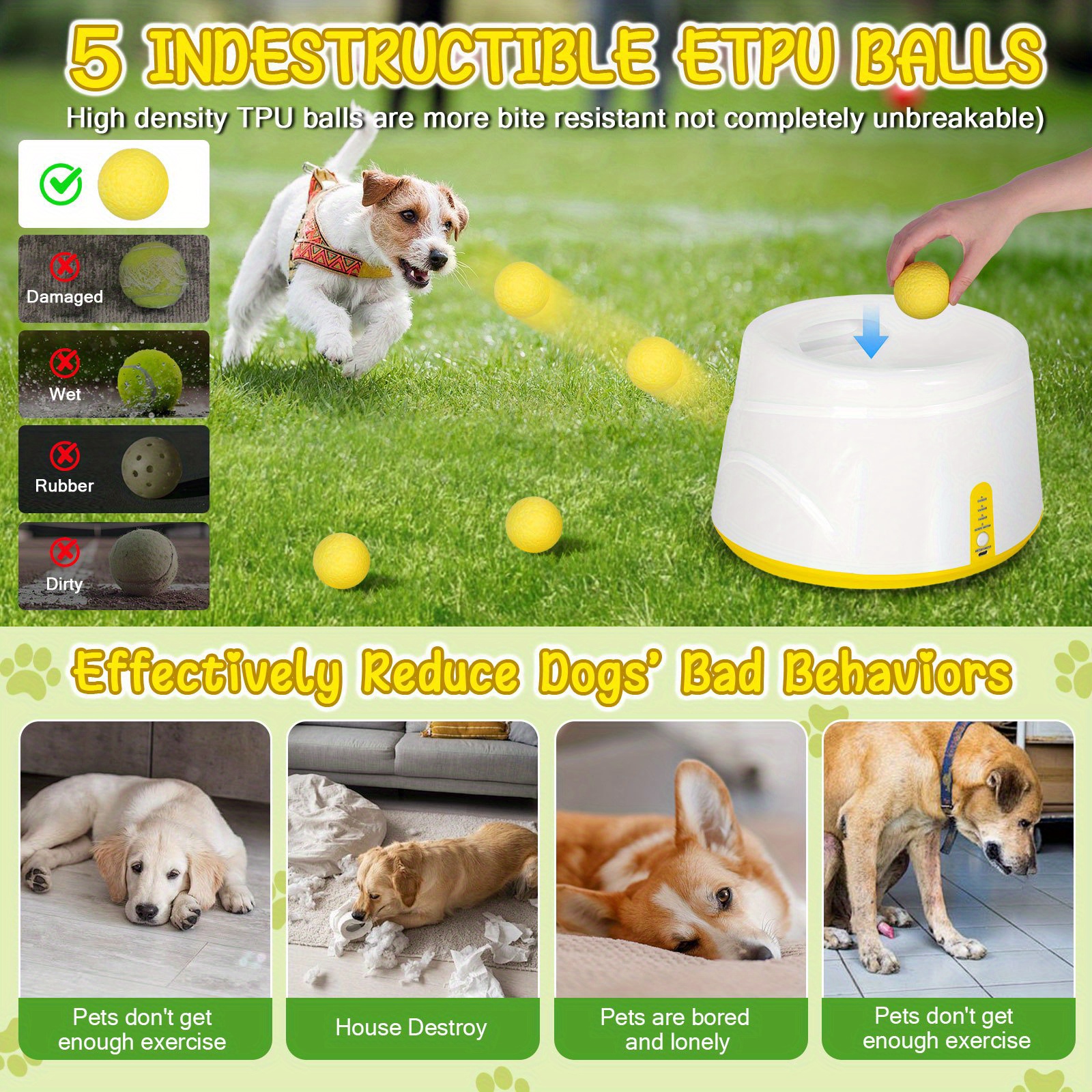 automatic dog ball launcher with operation foam tennis balls suitable for small medium dogs thrower toy 3 balls included for outdoor play training interactive puzzle game for puppies and pets Product details 0