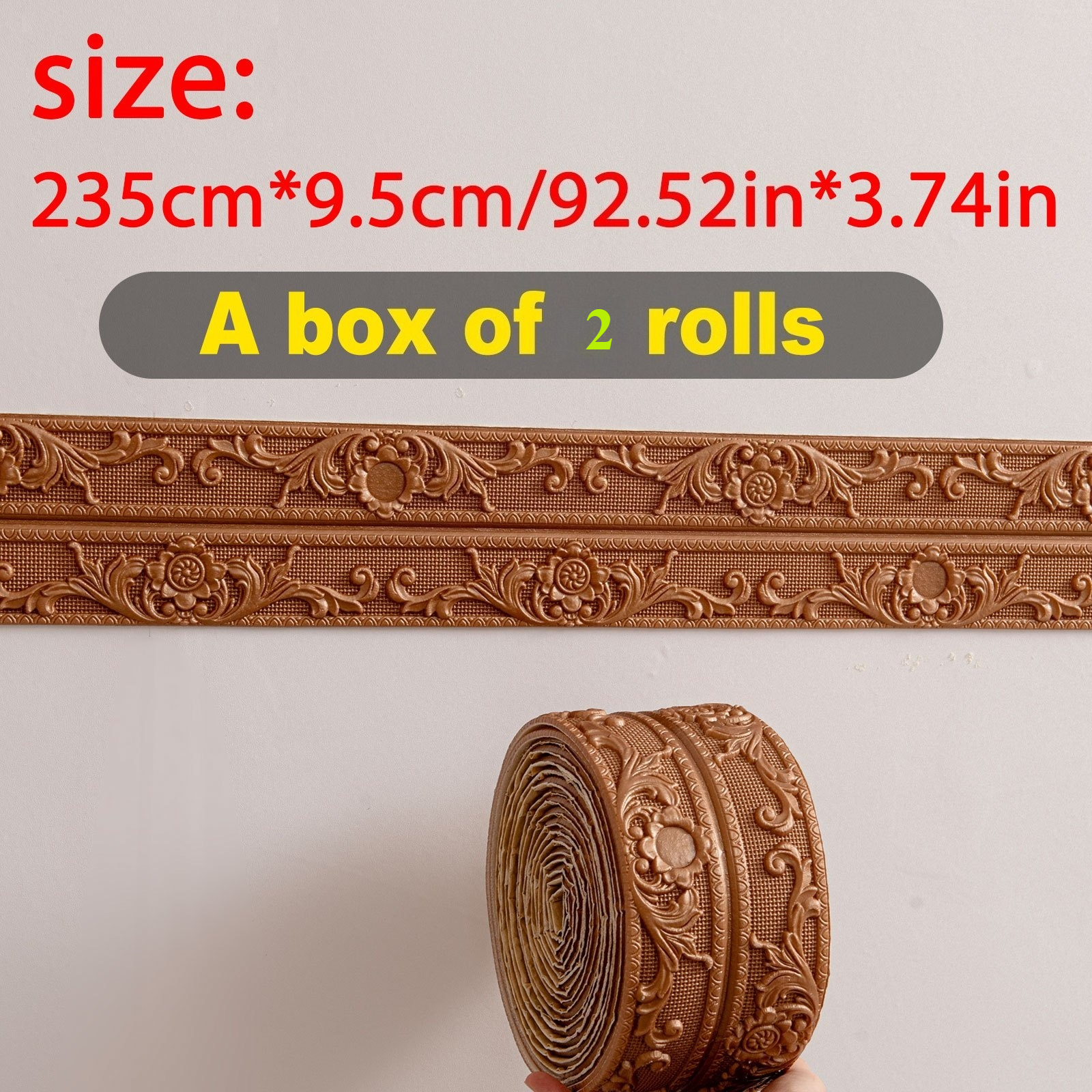 TEMU 2 Rolls 3d European Elegant Floral Decorative Strips - Self-adhesive No-drill Wall Trim, No Needed, Easy To Remove, No Damage To Walls, Suitable
